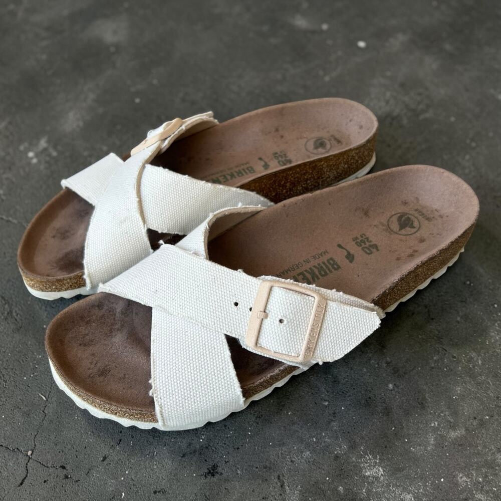 Birkenstock Siena Vegan Eggshell Sandals EU 40 US 9-9.5 Narrow Cork Footbed